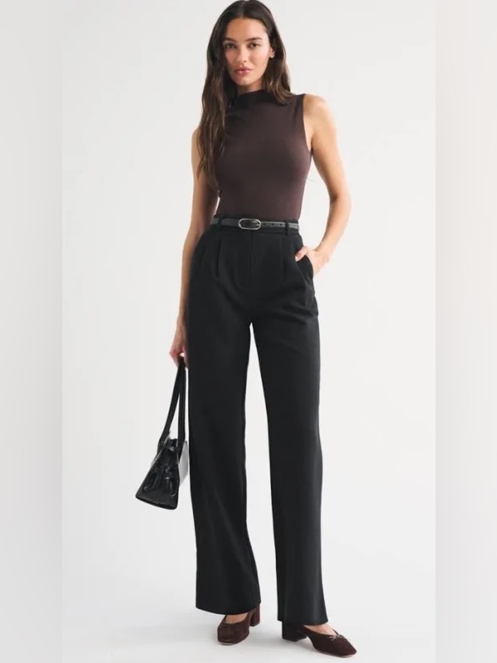 ABERCROMBIE • A&F Sloane Tailored wide leg pants trousers - black 29 short